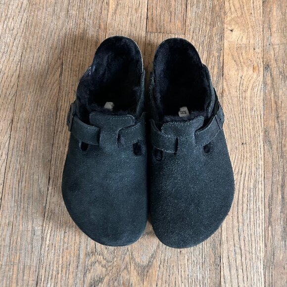Birkenstock Boston Shearling Suede Leather - Black size 39 US 8-8.5 women - Picture 2 of 11
